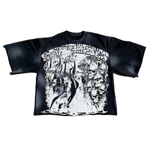 T-shirt vintage lavé à l'acide avec logo personnalisé T-shirt surdimensionné vierge en coton épais pour hommes 100% T-shirt en coton pour hommes - Product Image 1