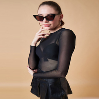 Costume de corps en filet à col haut pour femmes tenue décontractée pour le travail quotidien ou les occasions formelles taille haute avec décoration de bouton