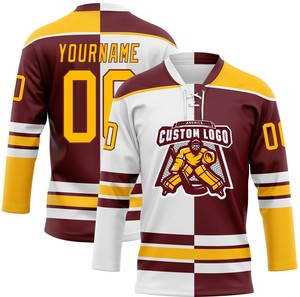 Maillot de hockey sur glace personnalisable, léger, antibactérien, 100% polyester, séchage rapide, col à lacets, nom de l'équipe sur le devant, logo unisexe - Product Image 4