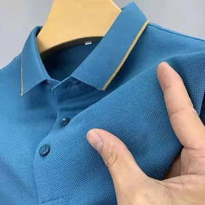 Chemise de golf pour homme avec logo personnalisé, sport, décontractée, pour l'extérieur, 100% coton, anti-froissement, manches courtes en tricot uni - Product Image 4