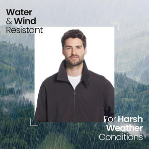 Chaqueta cortavientos Softshell para hombre personalizable, a prueba de viento, duradera, tiras reflectantes, OEM/ODM disponible - Product Image 3