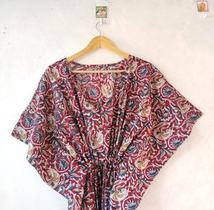 Caftan décontracté imprimé Bagru pour femmes Sarong doux coton indien vêtements de plage nouveau caftan imprimé en bloc impression numérique de taille naturelle - Product Image 1