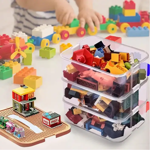 Coffre à jouets Lego pour enfants, en plastique, tissu et métal, facile à nettoyer, pour salon ou chambre à coucher - Product Image 2