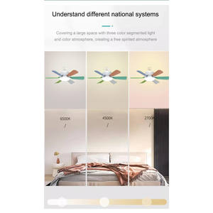 Plafonnier LED moderne 2-en-1 avec télécommande, 5 pales, moteur AC/DC, corps en plastique - Ventilateur et éclairage pour chambre et cuisine - Product Image 5