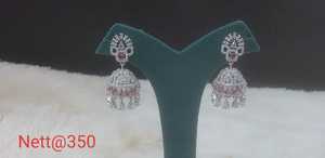 Glamorous Brass <b>Earrings</b> Jewelry Set with Sparkling American Diamonds Trendy Fashion Accessory for Elegant Party Occasions - Product Image 6