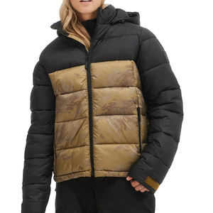 Full Sleeve Water Resistant Ladies Puffer Jacket Heat Transfer <b>Printing</b> brown Custom Logo Women Wear Breathable Puffer Jacket - Product Image 1