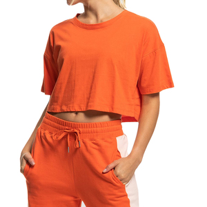 Top corto personalizado, camisetas transpirables para mujer, ajuste holgado para ropa informal de verano a la venta. - Product Image 1