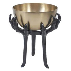Qualité crédible Rond Or Métal Bol Jetable Halloween Dîner Accessoires Artisans Cadeaux Noir Poulet Mains Conception - Product Image 2