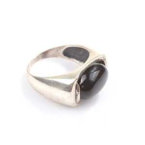 Bague ovale en argent sterling 925 avec pierre d'onyx, motif géométrique, plaqué rhodium, certifiée IGI, pour un usage quotidien et les promesses - Product Image 5