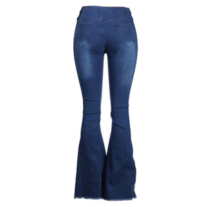 Venta al por mayor Saleh Enterprises: Pantalones vaqueros de mezclilla para mujer, de cintura alta, elásticos, ajustados, acampanados, ecológicos, de poliéster/algodón, vintage, rasgados. - Product Image 5