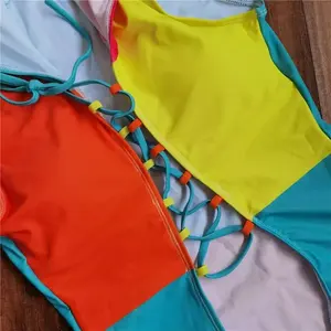 2023 nuevo traje de baño de una pieza para mujer, traje de baño Sexy con cordones florales para mujer, traje de baño sólido, ropa de playa de verano, traje de baño con volantes - Product Image 6