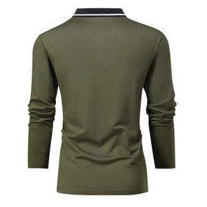 Polos informales de manga larga con cuello de solapa, tejido de punto sólido ligeramente elástico, top de ajuste regular con detalle de botones - Product Image 4