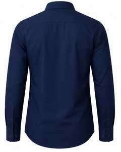 Chemise décontractée en coton tricoté bleu marine de qualité supérieure pour homme, broderie personnalisée du logo, manches longues - Product Image 2