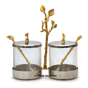 Tarro de sal y pimienta chapado en oro de diferentes estilos con base de diseño de hoja perfecto para vajilla elegante y acentos de utensilios de cocina - Product Image 2