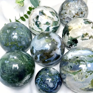 Wholesale Healing Stones Crystal Ball Polished Green Moss <strong>Agate</strong> Sphere <strong>for</strong> Home Decoration - Product Image 4