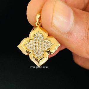 14K ทองคำแท้จี้เพชรโคลเวอร์ธรรมชาติเครื่องประดับที่ดี - Product Image 3
