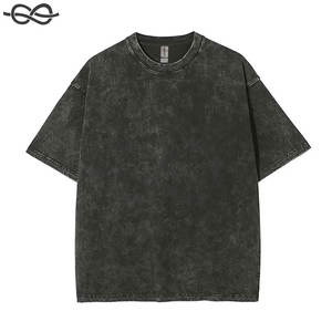 Personnaliser les hommes Acid Wash T-Shirt Nouveau Design 100% coton uni décontracté Streetwear Hip Hop à la mode à la mode surdimensionné tissé T-Shirts - Product Image 2
