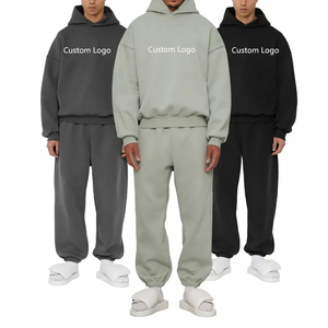 Survêtement à capuche pour homme, coupe classique, en molleton technique personnalisé, noir, jogging, automne, poids lourd, respirant, 100% coton, haute qualité, 420g - Product Image 2