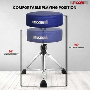 Chaise de batterie réglable avec rembourrage épais de 4 pouces, capacité de 441 lb, hauteur réglable de 20 à 26 pouces, chaise de batterie robuste - Product Image 2