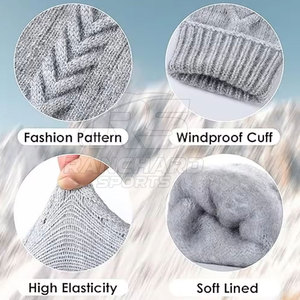 Gants en laine pour hommes, gants en tricot doux, sports de plein air d'hiver, gants en laine pour hommes, gants en tricot épais et chauds - Product Image 3