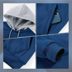 Nouveaux sweats à capuche tendance pour hommes, motif uni, séchage rapide, avec poches, en coton et polyester, vêtements décontractés en vente en ligne - Product Image 5