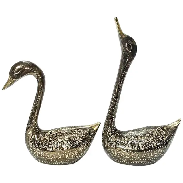 Arte para interiores y exteriores, latón decorativo, Animal, modelo realista, artesanías de Metal, esculturas de cisne