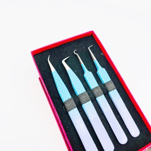 Pince à épiler pour extension de cils Diamond Grip en acier inoxydable L Bleu ciel Violet clair Revêtement en poudre durable Volume Soins personnels - Product Image 6