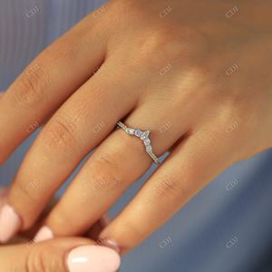 Bague de mariage en Moissanite certifiée GRA, forme ronde et moderne, demi-éternité, bague en or massif - Product Image 2