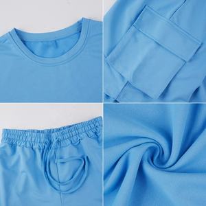 Venta al por mayor de moda de los hombres de verano Conjunto de camiseta a juego pantalones cortos de gimnasio chándales conjunto corto transpirable de tres tonos de alta calidad de verano conjunto - Product Image 4