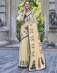 Sari de boda de algodón puro suave más vendido con blusa de impresión digital Pieza Maruti Precio de moda India - Product Image 3