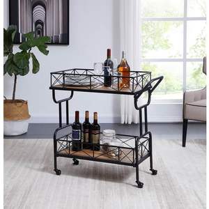 Chariot de service en métal unique avec finition noire adapté aux salons modernes salles à manger familiales et fêtes saisonnières - Product Image 5