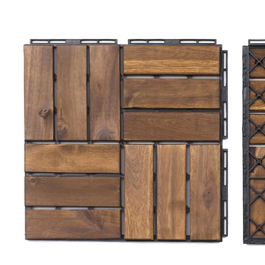 Baldosas de Madera de Acacia Certificadas Ecológicas y Modernas para Terrazas, Superficie Antideslizante, 4/6/12 Listones, Fácil Instalación - Product Image 1