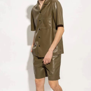 Nouvelle chemise décontractée pour homme en cuir 100% respirant et écologique, fermeture à boutons en corne, grande taille, tendance - Product Image 2