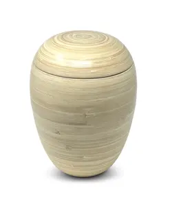 Urna de cremación de bambú hilado para cenizas humanas, urna funeraria ecológica con acabado natural suave, tarro de recuerdo conmemorativo - Product Image 1