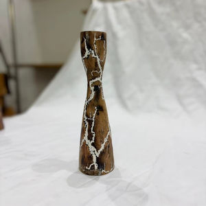 Portavelas Ovalado de Madera Natural Antigua con Esmalte Impreso Artesanal, Decoración Navideña para el Hogar, Soporte para Mesa - Product Image 1