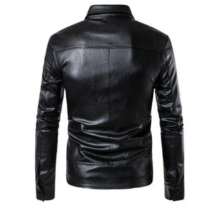 Blouson aviateur long en cuir véritable pour homme, haute qualité, couleur personnalisée, col rabattu, logo frontal, position de la lettre - Product Image 6