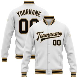 Vente en gros dans l'industrie directe de bombardière noir-blanc décontracté personnalisé d'hiver veste bicolore Varsity Letterman à pression intégrale - Product Image 5