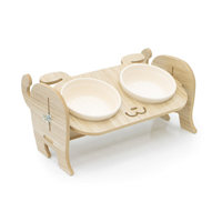 Station d'alimentation double réglable pour chiens, avec bols modernes en porcelaine, surélevée en bois, personnalisable avec logo, ensemble de gamelles pour animaux de compagnie, facile à nettoyer