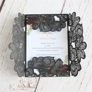 Invitations de <span class=keywords><strong>mariage</strong></span> de pays fleur carte découpée au laser impression personnalisée cartes de voeux d'anniversaire de douche nuptiale - Product Image 6