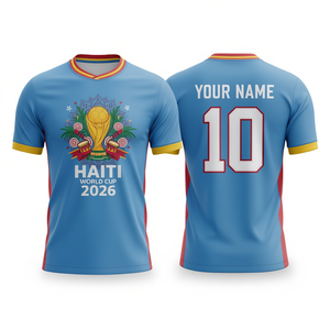 Maglia da Calcio Haiti WC 2026 Unisex, T-Shirt con Bandiera per Tifosi di Calcio, Colori Caraibici, Supporto Torneo Internazionale - Product Image 3