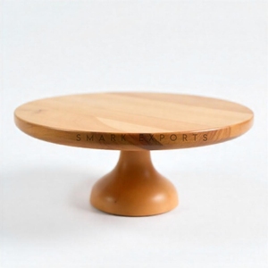 Exhibidor de Pastel Redondo de Madera Natural Hecho a Mano con Diseño Tradicional y Sostenible para Servir Postres en Fiestas y Bodas - Product Image 3