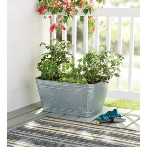 Maceta de flores rectangular galvanizada de hierro ecológica atractiva para el hogar y el jardín interiores de granja decoración de porches al aire libre - Product Image 1