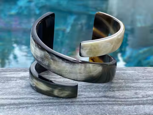 กำไลข้อมือเขาควายทำด้วยมือแบบใหม่เครื่องประดับสร้อยข้อมือสีธรรมชาติพร้อมกำไลลูกปัดสไตล์โดยงานฝีมือรูปพระจันทร์เสี้ยว - Product Image 4