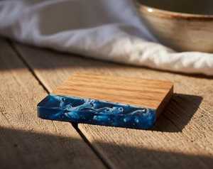 Lot de 4 sous-verres classiques en bois écologiques, faits à la main, style marbre, pendaison de crémaillère pour mariage - Product Image 2