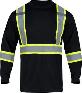 Chemises de sécurité réfléchissantes à manches longues unisexes personnalisées en gros, polyester, séchage rapide, antistatique, haute visibilité pour le travail - Product Image 1