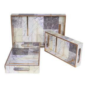 Amimashop Set of 3 Wooden Serving Trays | Wooden Tray for <b>Kitchen</b> Organizer, Home <b>Decor</b> - Product Image 2