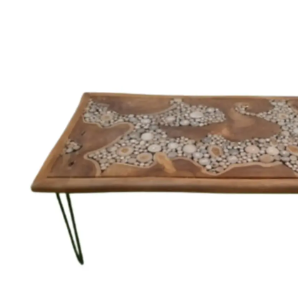 Table à manger rectangulaire en bois faite à la main moderne V pieds en fer meilleure qualité pour l'entrepôt extérieur hôtel salon utilisation hospitalière - Product Image 2