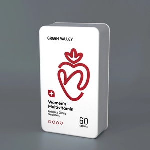 Scatola Biodegradabile per Integratori Vitaminici con Stampa Cuore Fragola Rossa, Confezione in Polpa Modellata a Cavità Singola - Product Image 3