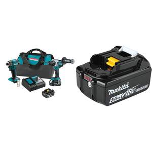 ชุดสว่านไร้สาย 18V LXT แบบไม่ใช้กุญแจ 2 ชิ้น ชุดคอมโบลิเธียมไอออนแบบไร้แปรงถ่าน พร้อมแบตเตอรี่เสริม 5.0Ah เทคโนโลยีไร้แปรงถ่าน 18V LXT - Product Image 1