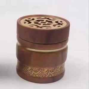 Elegant Religious Wooden Bakhoor Burner with Stainless Steel Cup Arabic Pattern Handmade Eco-Friendly for Daily <b>Incense</b> <b>Oud</b> Use - Product Image 3